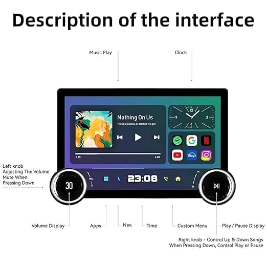 Gemstone 2K Car Android System | 10.1inch Full HD Touchscreen|Wireless CarPlay & Android Auto | 4GB/64GB | DSP | GPS Navigation | Wi-Fi & Bluetooth|Universal Double Din Stereo- 1 Year Warranty