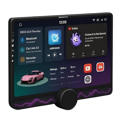 Gemstone 10.1” QLED 2K Car Media Player | Android Stereo OS 13 | 4GB+64GB | Inbuilt Exhaust Fan/Bluetooth/WiFi | Single Knob Screen | Free AHD Camera + 65W 4-in-1 Cable + 100W Car Charger