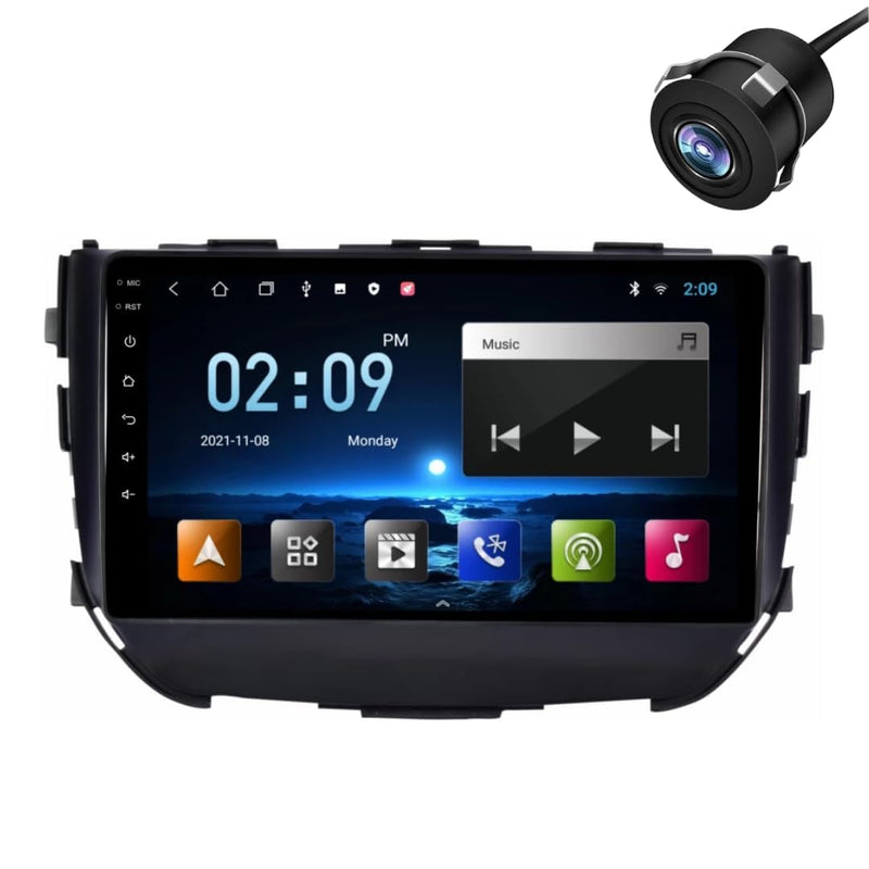 Original QLED 9” Zlink Car Android Stereo | OS 13 | 4GB+32GB | Display Support Car Play & Android Auto | incl. AHD Rear Camera & Frame Compatible with Maruti Brezza Old - 1 Year Warranty