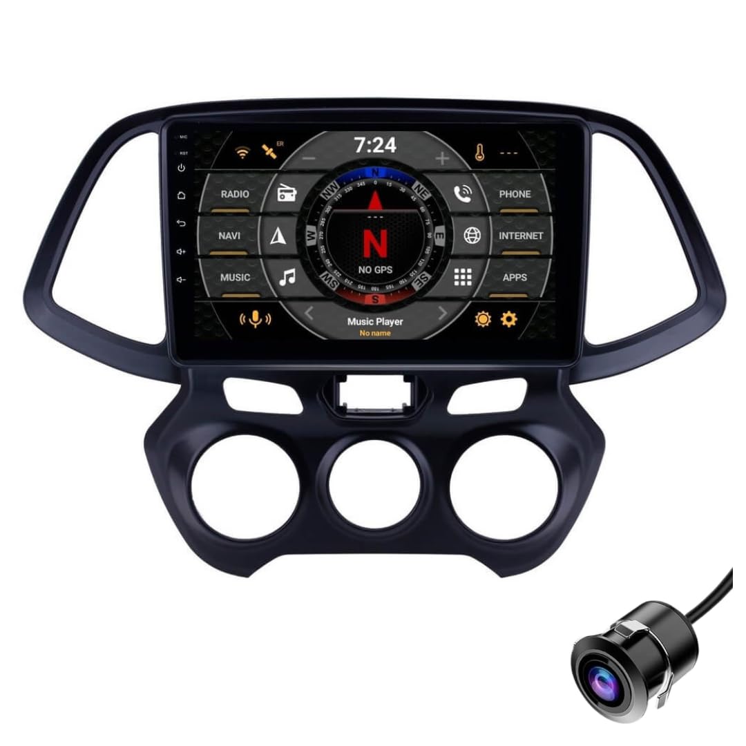 Modorwy Original 9inch HD QLED Car Android Stereo | 2GB RAM & 32GB ROM | OS 13 Double Din Car Multimedia Player | incl. AHD Rear Camera & Frame Compatible with Hyundai Santro New - 1 Year Warranty