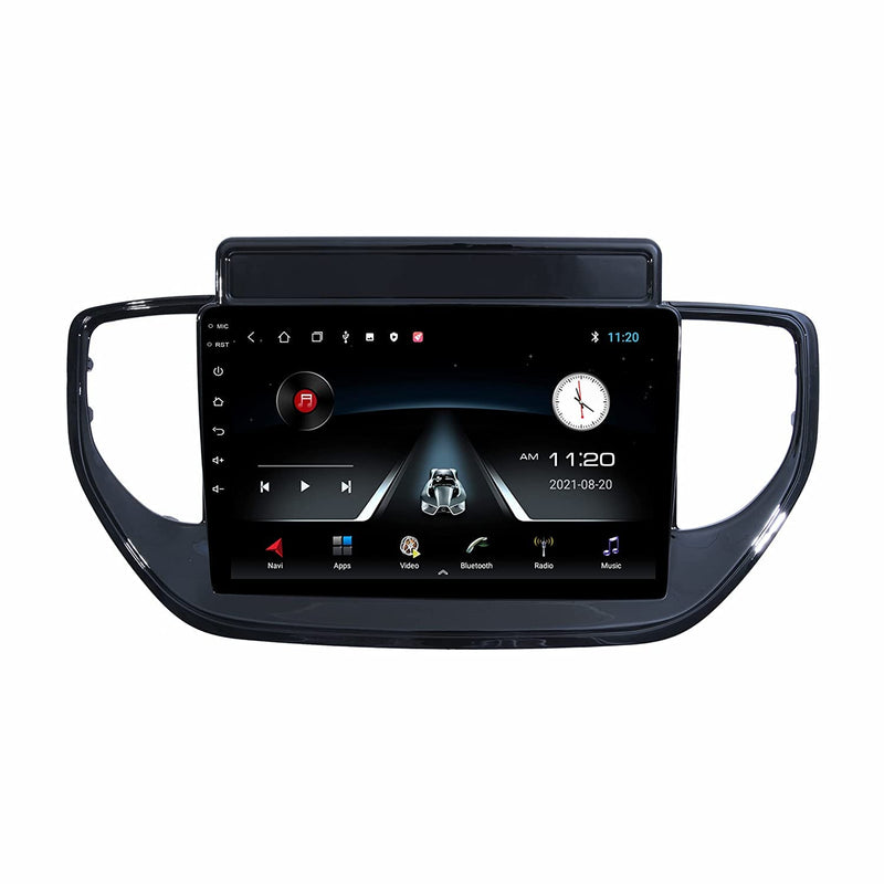 Modorwy Car Android System | OS 13 Stereo | 9 Inch QLED HD IPS Touch | 2GB & 32GB | Double Din Car Multimedia Player | Bluetooth Wi-Fi | incl. AHD Rear Camera & Frame Compatible with Hyundai Verna 2021