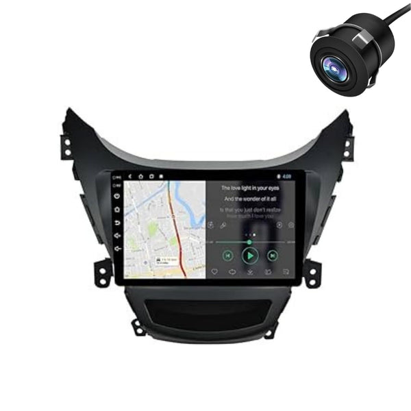 Original 9inch HD QLED Car Android Stereo | 2GB RAM & 32GB ROM | OS 13 Double Din Car Multimedia Player | incl. AHD Camera & Frame Compatible with Hyundai Elantra 2013-2016 - 1 Year Warranty