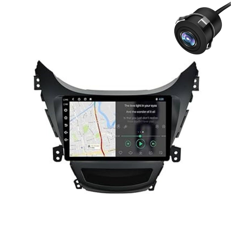 Original 9inch HD QLED Car Android Stereo | 2GB RAM & 32GB ROM | OS 13 Double Din Car Multimedia Player | incl. AHD Camera & Frame Compatible with Hyundai Elantra 2013-2016 - 1 Year Warranty