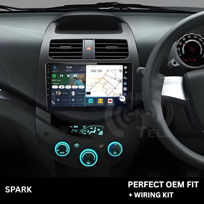 9 inch Car Android Frame Compatible with Cheverolet Spark | Includes Wiring Harness Dashboard Panel | Durable & Scratch-Resistant | Easy Plug & Play Installation
