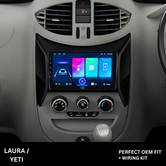 9 inch Car Android Frame Compatible with Skoda Laura | Includes Plug & Play Wiring Harness | Premium ABS Material | Scratch & Heat Resistant Design