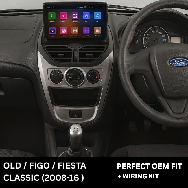 9 inch Car Android Frame Compatible with Ford Fiesta Classic 2008-2016 | Includes Wiring Harness Dashboard Panel | Durable & Scratch-Resistant | Easy Plug & Play Installation