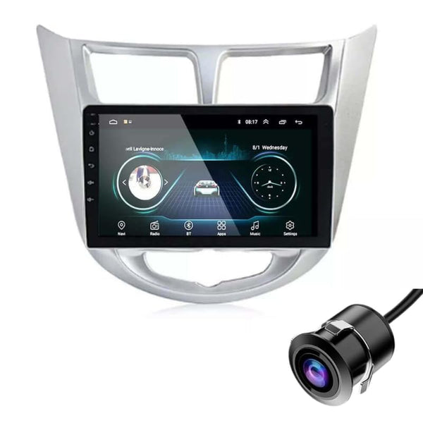 Original 9inch HD QLED Car Android Stereo | 2GB RAM & 32GB ROM | OS 13 Double Din Car Multimedia Player | incl. AHD Rear Camera & Frame Compatible with Hyundai Verna Fludic - 1 Year Warranty