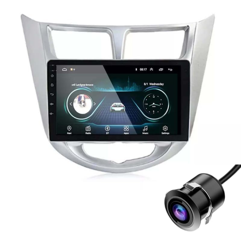 Original 9inch HD QLED Car Android Stereo | 2GB RAM & 32GB ROM | OS 13 Double Din Car Multimedia Player | incl. AHD Rear Camera & Frame Compatible with Hyundai Verna Fludic - 1 Year Warranty