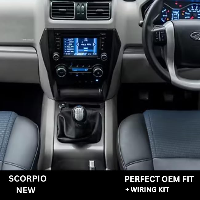 9 inch Car Android Frame Compatible with Mahindra Scorpio New | Includes Plug & Play Wiring Harness | Premium ABS Material | Scratch & Heat Resistant Design