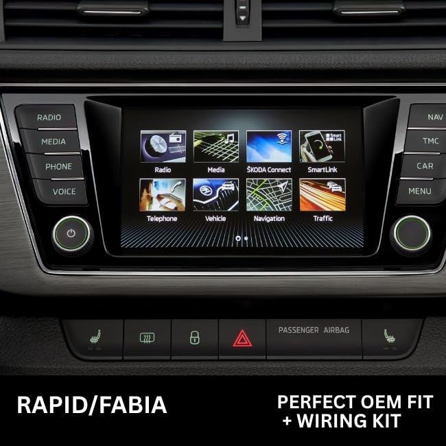 9 inch Car Android Frame Compatible with Skoda Fabia | Includes Plug & Play Wiring Harness | Premium ABS Material | Scratch & Heat Resistant Design