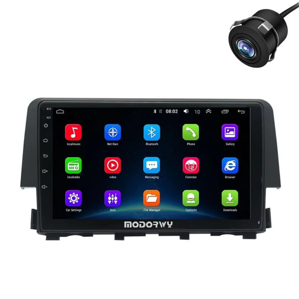 Original 9inch HD QLED Car Android Stereo | 2GB RAM & 32GB ROM | OS 13 Double Din Car Multimedia Player | incl. AHD Rear Camera & Frame Compatible with Honda Civic 2016-1 Year Warranty