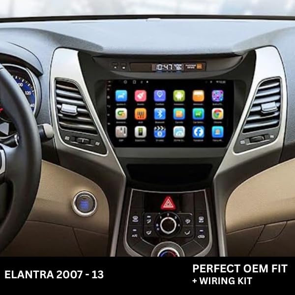 Modorwy 9" Car Android Frame Compatible with Hyundai Elantra 2007-2013 | Includes Wiring Harness Dashboard Panel | Durable & Scratch-Resistant | Easy Plug & Play Installation