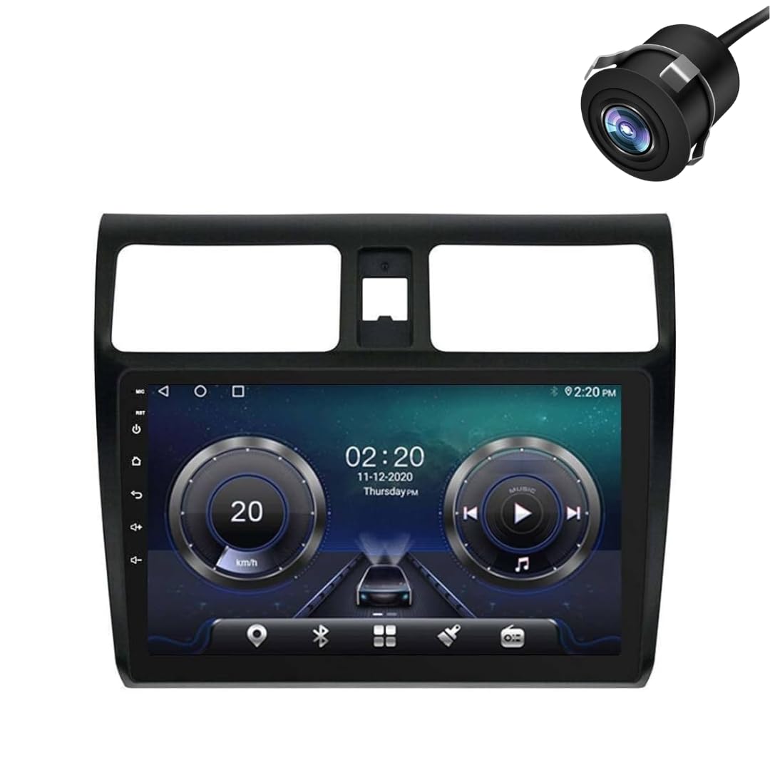 Original QLED 9” Zlink Car Android Stereo | OS 13 | 4GB+32GB | Display Support Car Play & Android Auto | incl. AHD Rear Camera & Frame Compatible with Maruti Swift 2005-2010 - 1 Year Warranty