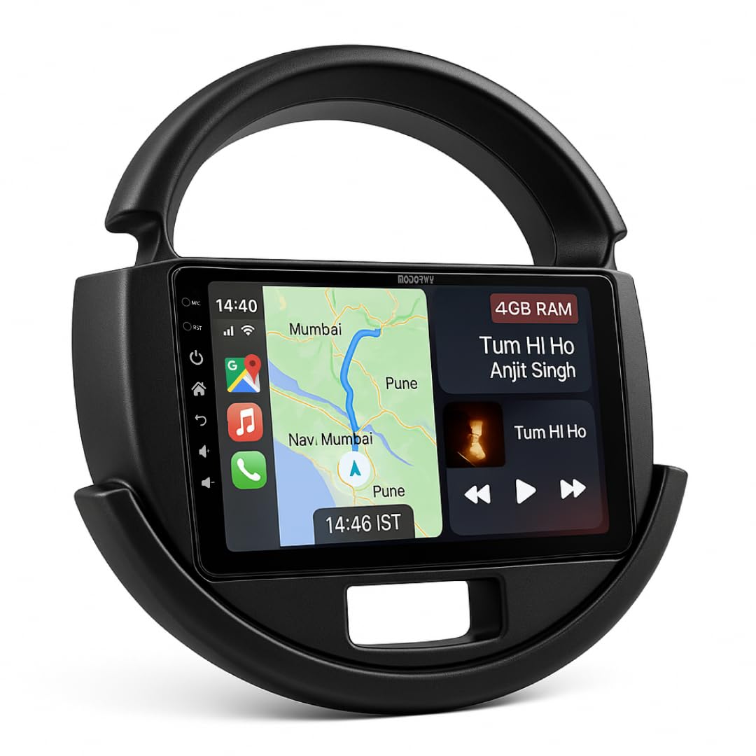 Original QLED 9” Zlink Car Android Stereo | OS 13 | 4GB+32GB | Display Support Car Play & Android Auto | incl. AHD Rear Camera & Frame Compatible with Maruti S-Presso - 1 Year Warranty