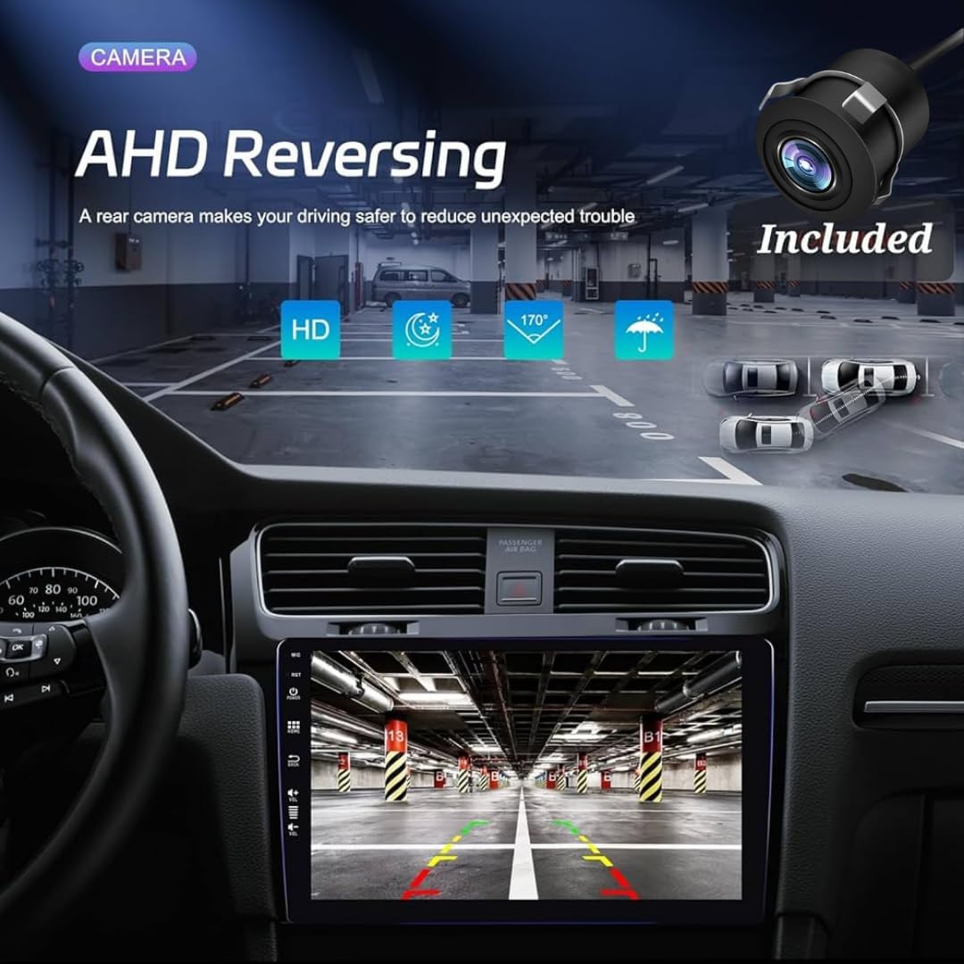 Modorwy TS7 9" Android 13 Car Stereo with AHD Reverse Camera | 2GB RAM / 32GB ROM | QLED HD Screen | GPS Navigation | Wi-Fi | Bluetooth | Universal Double Din Car Multimedia Player