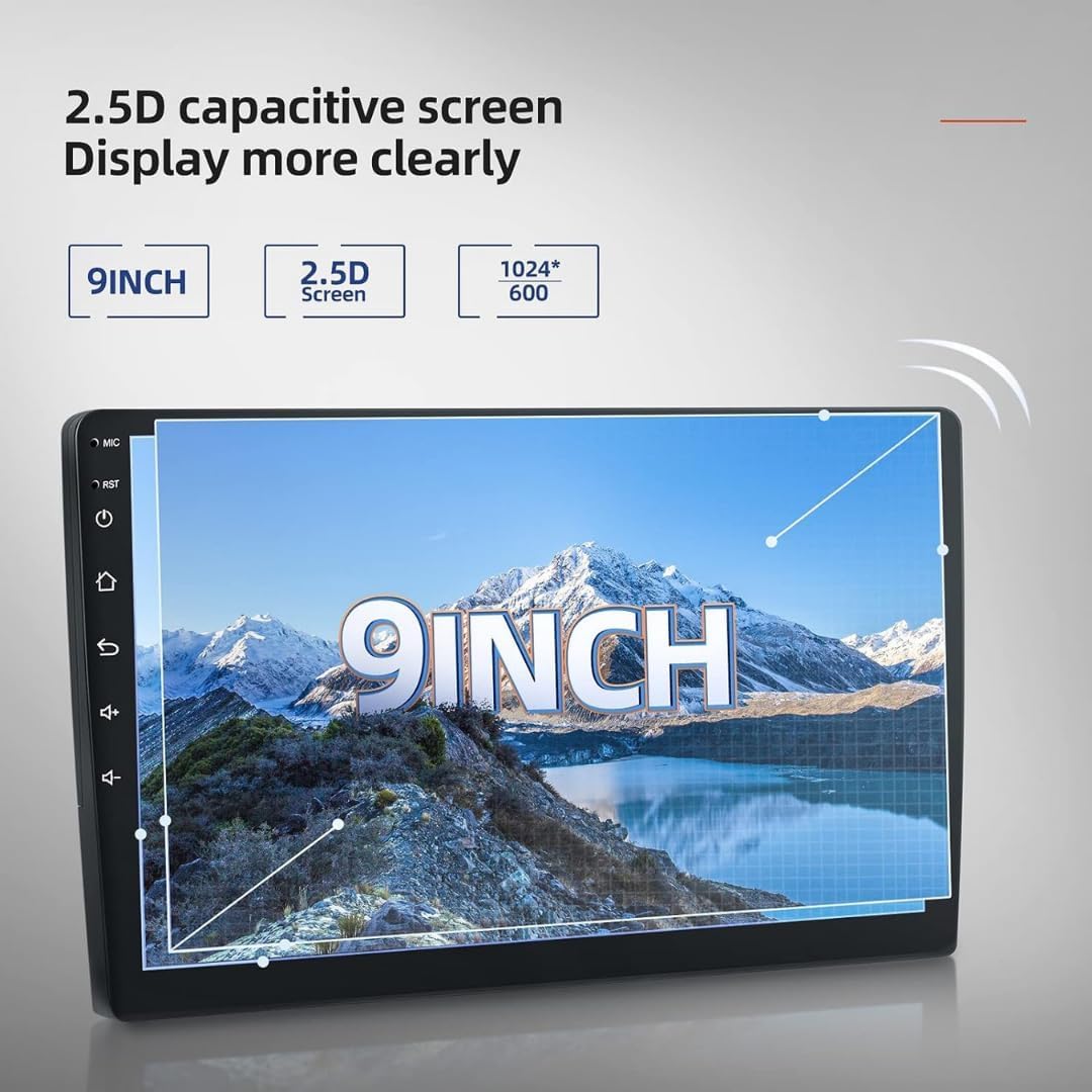 Modorwy TS7 9" Android 13 Car Stereo with AHD Reverse Camera | 2GB RAM / 32GB ROM | QLED HD Screen | GPS Navigation | Wi-Fi | Bluetooth | Universal Double Din Car Multimedia Player