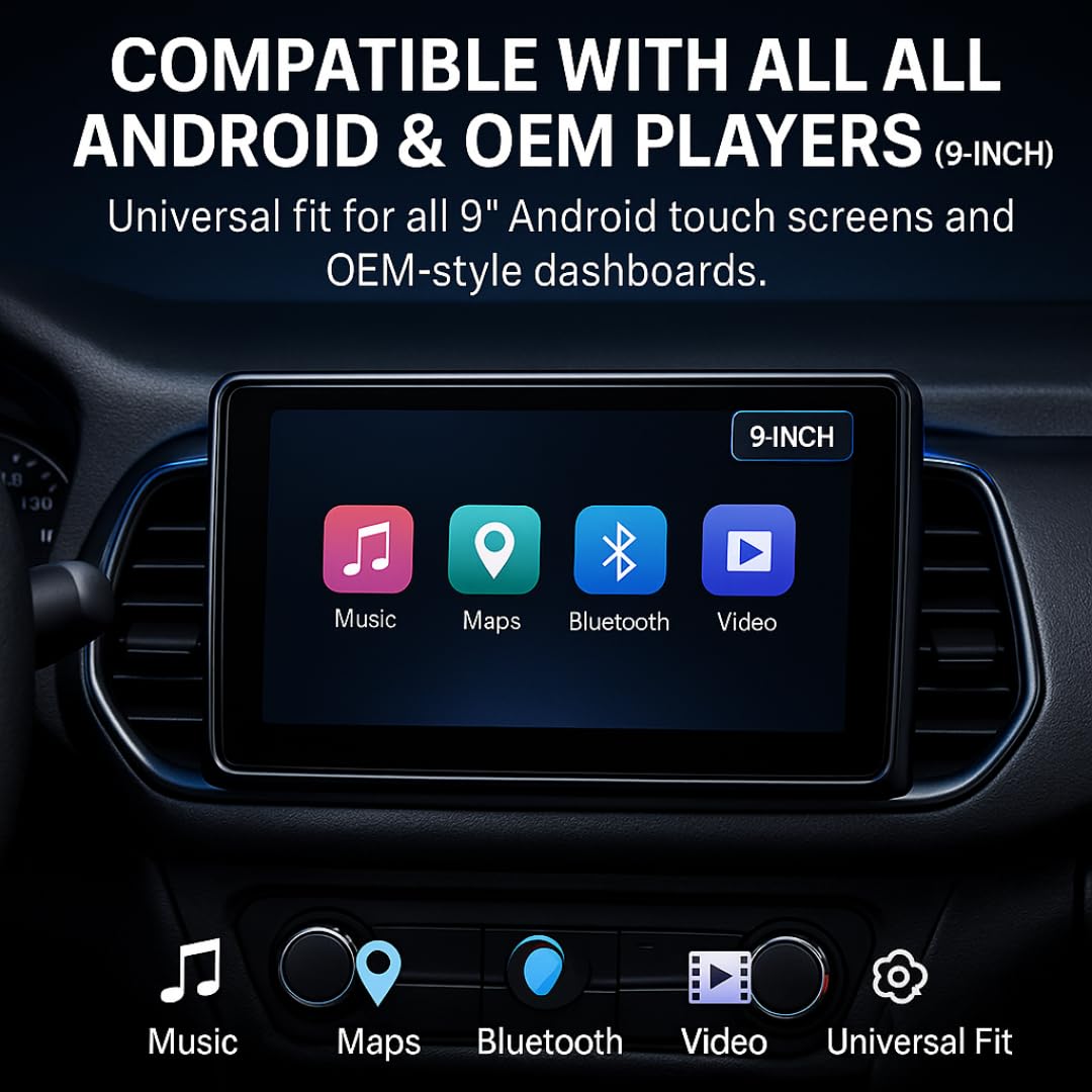 Modorwy 9" Car Android Frame Compatible with Maruti Frames | Includes Wiring Harness Dashboard Panel | Durable & Scratch-Resistant | Easy Plug & Play Installation (for Swift 2018-023)