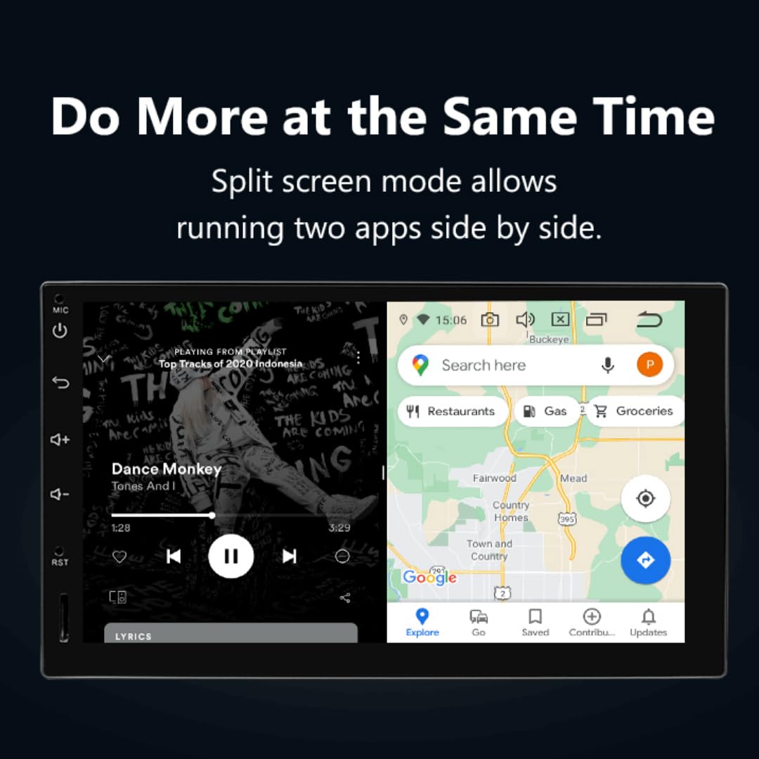 Modowry 9 inch Car Android System | Android 13 Wireless CarPlay - Android Auto Car Touch Screen | Double Din Car Android Media Player | 4GB+64GB | Split Screen | Mirror Link | S W Key Support