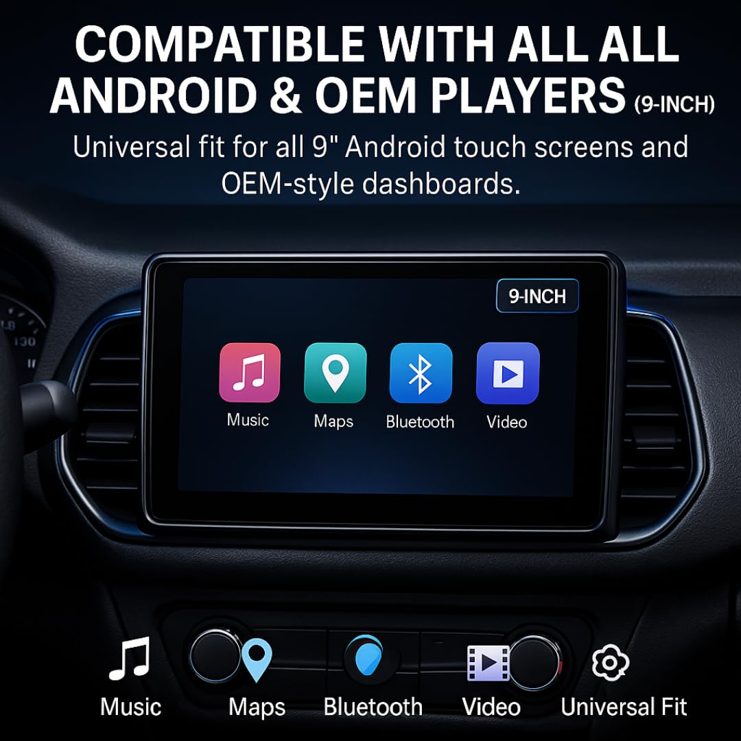 9 inch Car Android Frame Compatible with Mahindra TUV 300 2015 | Includes Plug & Play Wiring Harness | Premium ABS Material | Scratch & Heat Resistant Design