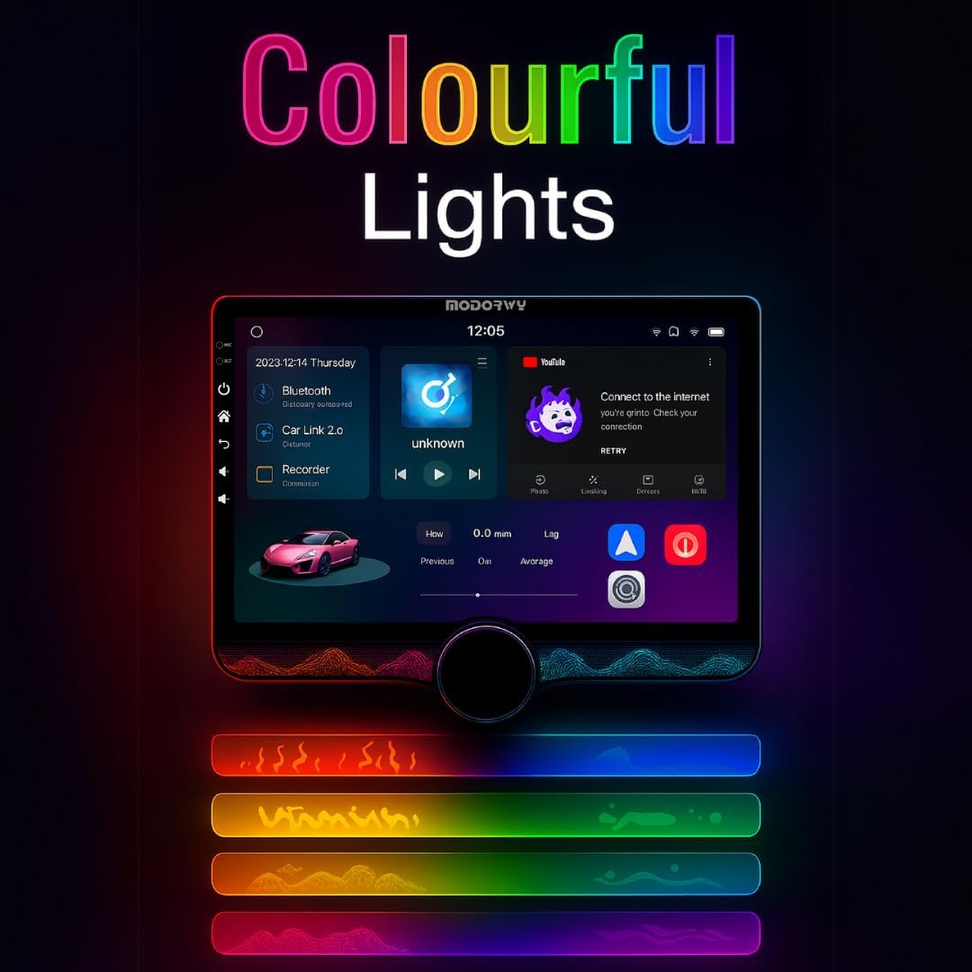 Modorwy Gemstone 10.4" QLED 2K Android Car Stereo (4GB+64GB, Fan, Bluetooth, Wi-Fi, AHD Camera)