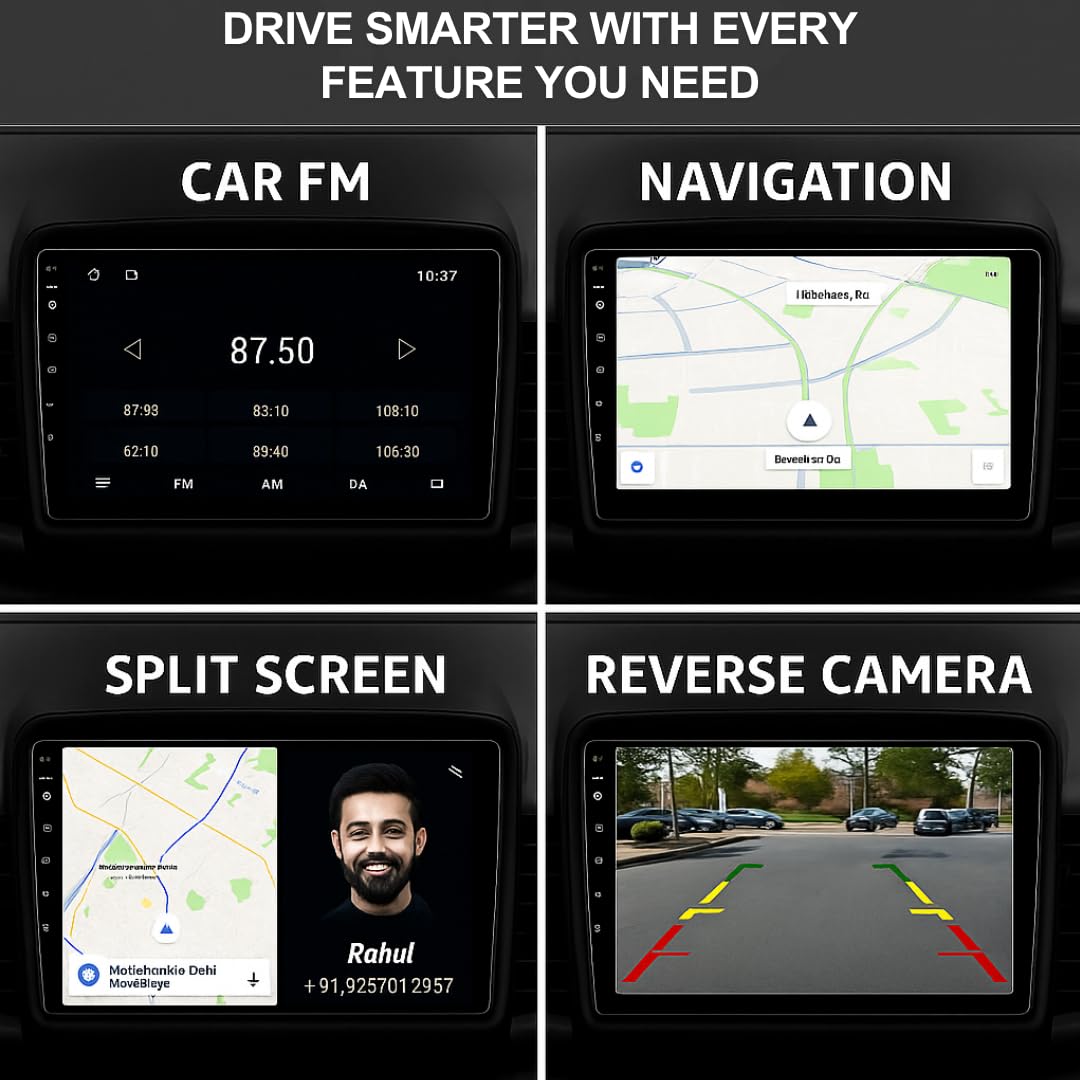 Modorwy 9" QLED Android 13 Car Stereo (1GB+32GB, CarPlay, Android Auto, AHD Camera, Alto K10)