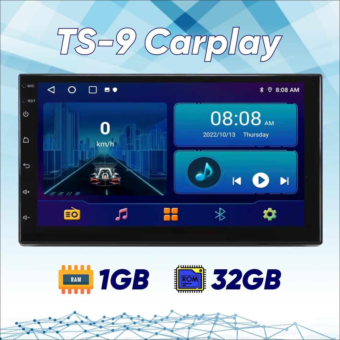 Modorwy TS9 9" QLED Android Car Stereo with AHD Rear Camera | Android 13 | GPS Navigation | Bluetooth & Wi-Fi | Wireless CarPlay & Android Auto / Mirror Link / Steering Wheel Control Support | Split-Screen