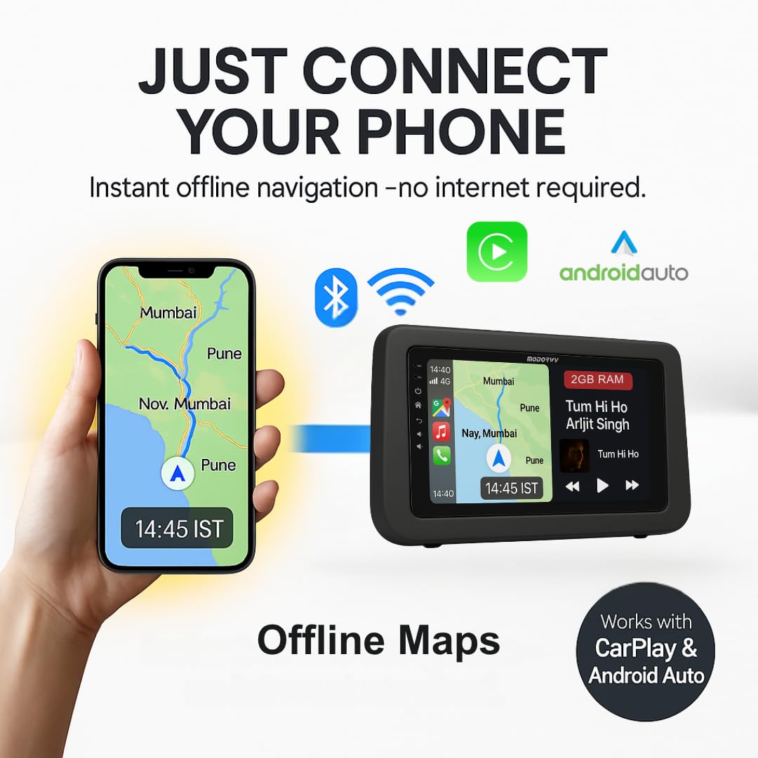 Modorwy 9" QLED Android 13 Car Stereo (1GB+32GB, CarPlay, Android Auto, AHD Camera, Alto K10)