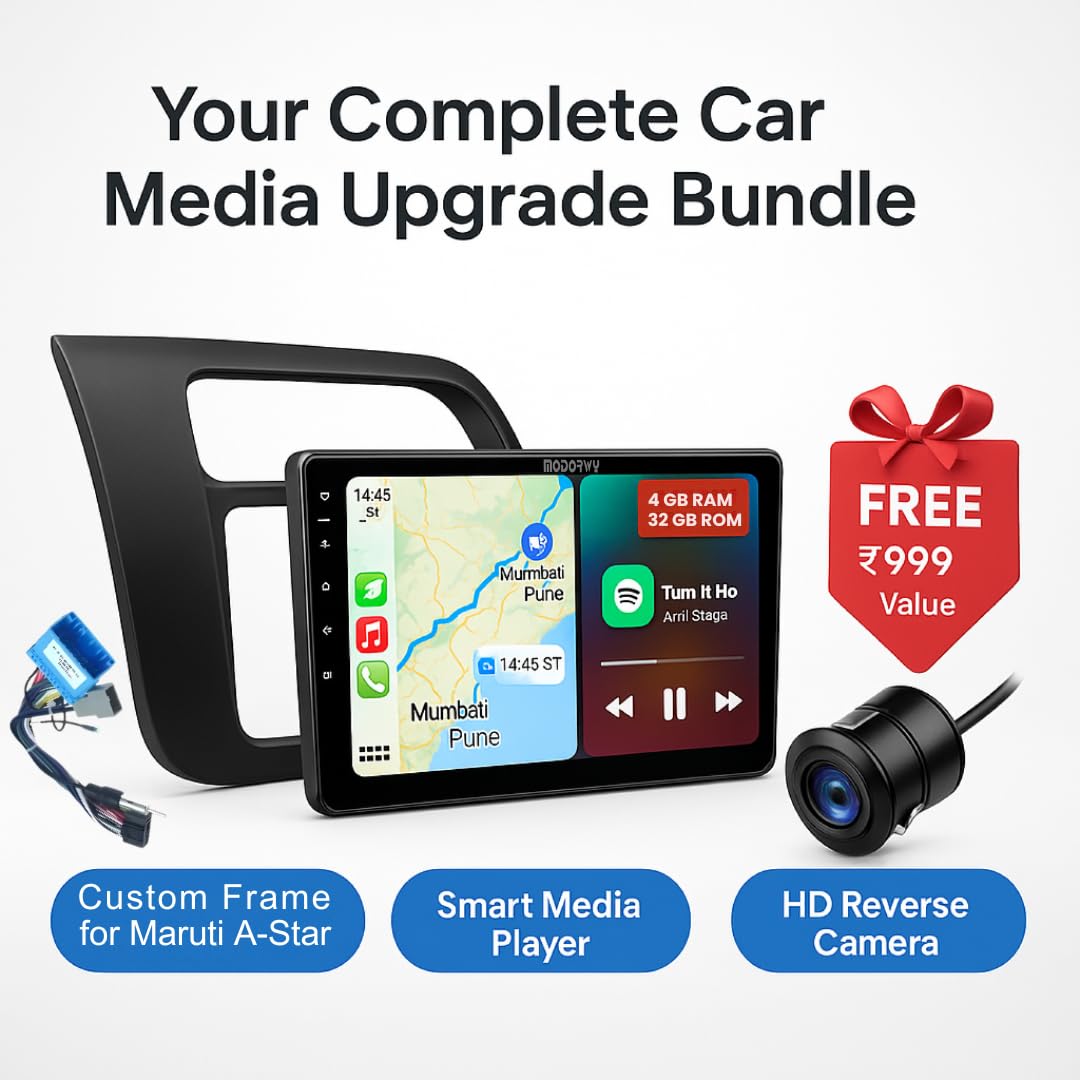 Modorwy Original QLED 9” Zlink Car Android Stereo | OS 13 | 4GB+64GB | Display Support Car Play & Android Auto | incl. AHD Rear Camera & Frame Compatible with Maruti S-Cross - 1 Year Warranty