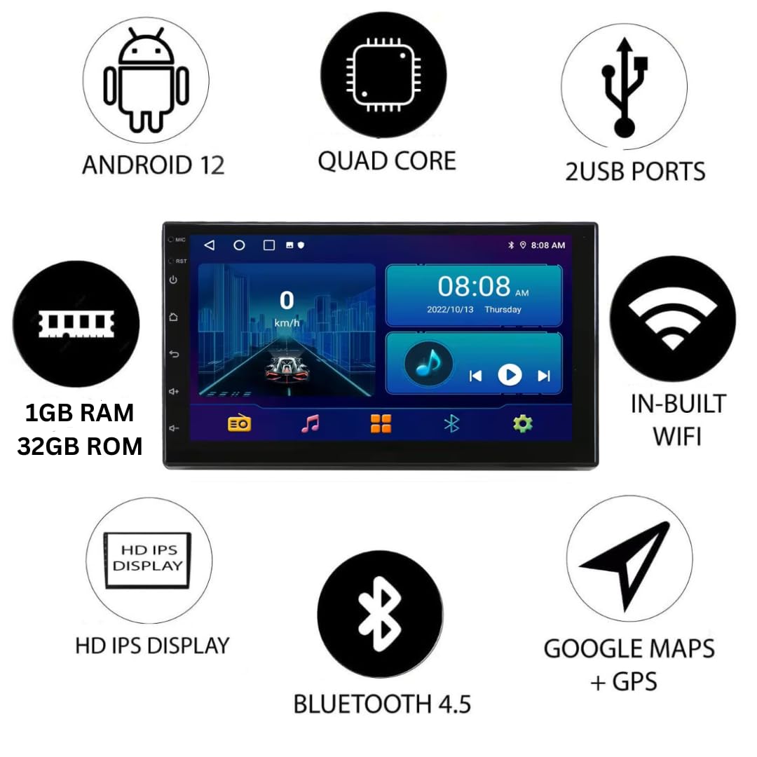 Modorwy 9" TS9 Android Car Stereo | 1GB+32GB | IPS HD | CarPlay & Android Auto | Split Screen