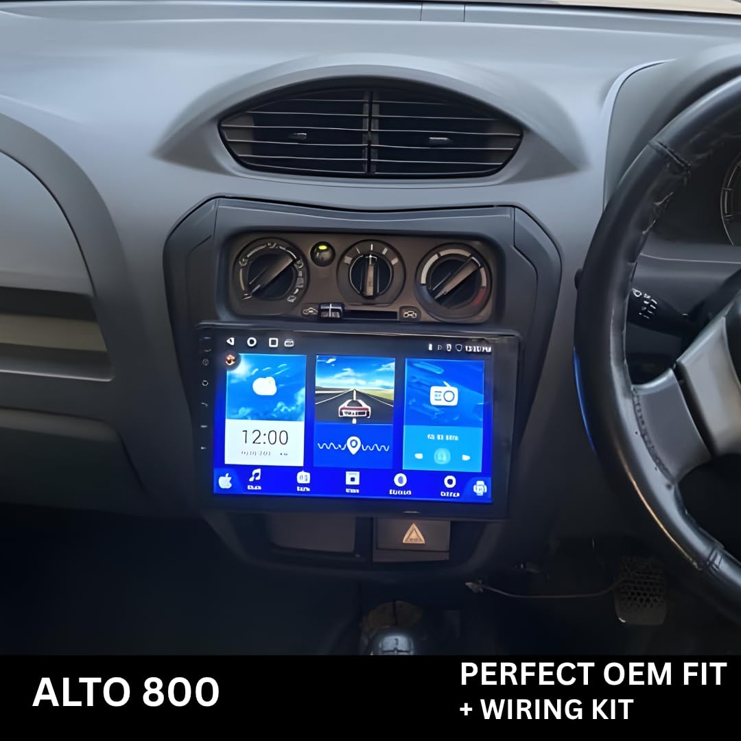 Modorwy 9" Car Android Frame Compatible with Maruti Alto 800 2012-2023 | Includes Wiring Harness Dashboard Panel | Durable & Scratch-Resistant | Easy Plug & Play Installation
