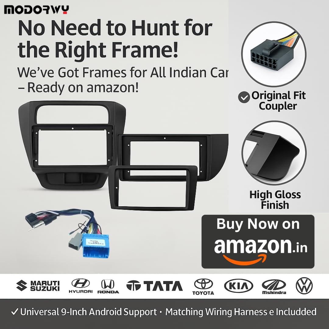 Modorwy Car Android System WagonR 2012-2018 | OS 13 Stereo | 9Inch QLED HD IPS Touch | 2GB & 32GB | Double Din Car Multimedia Player | incl. AHD Rear Camera & Frame Compatible with Maruti WagonR- 1 Year Warranty