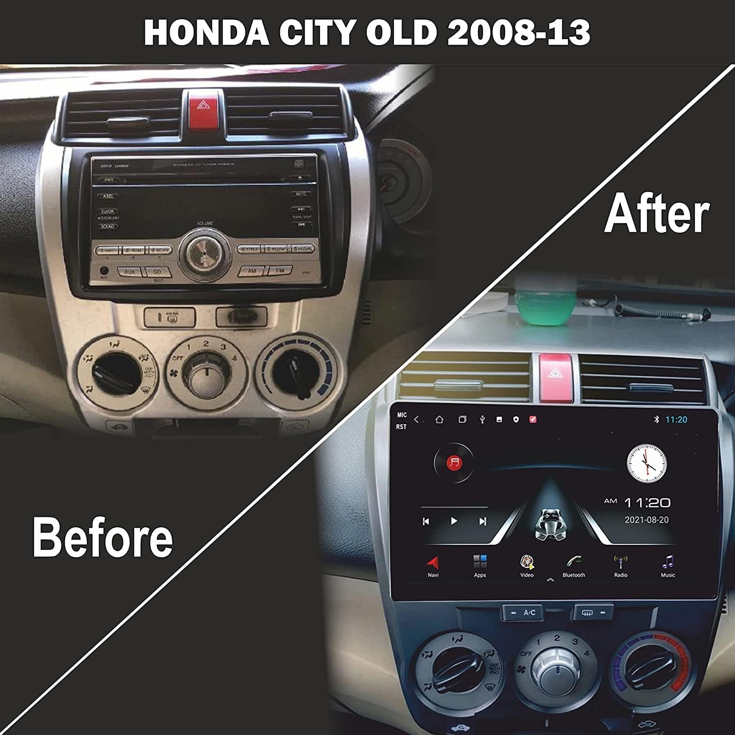 Modorwy ABS300 9" Stereo Frame for Honda City I-VTEC 2008–2014