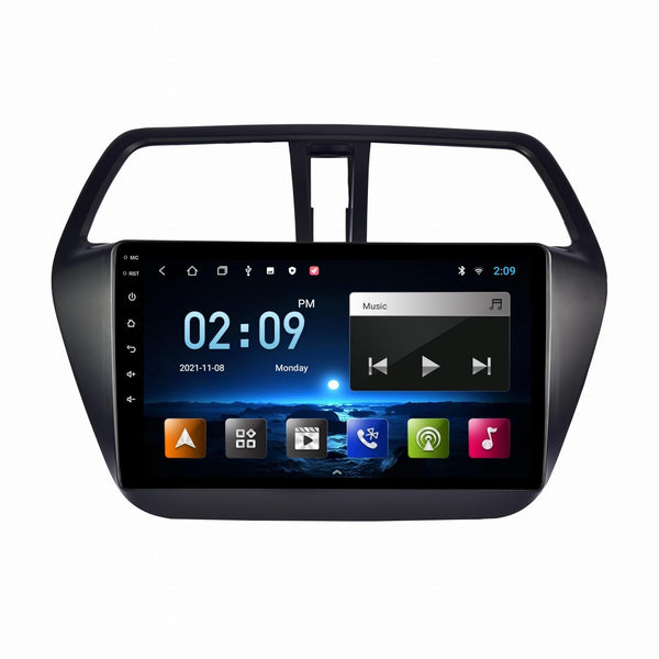 Original QLED 9” Zlink Car Android Stereo | OS 13 | 4GB+32GB | Display Support Car Play & Android Auto | incl. AHD Rear Camera & Frame Compatible with Maruti S-Cross - 1 Year Warranty