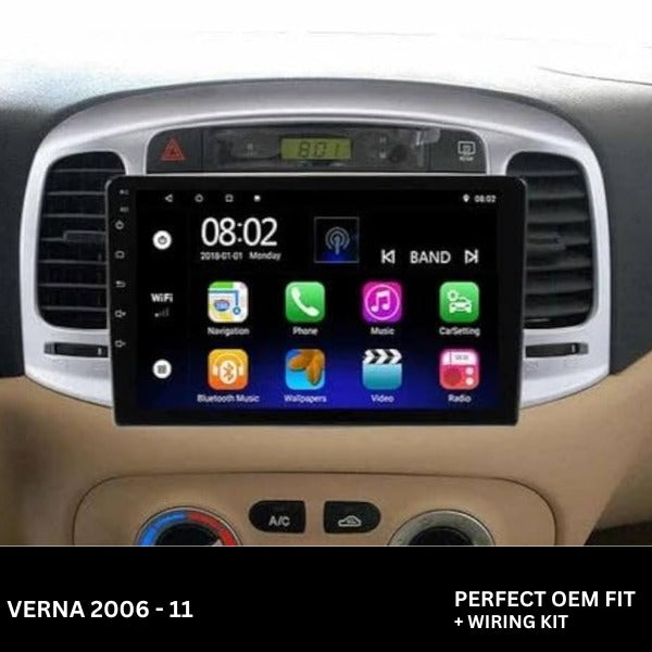 Modorwy 9" Car Android Frame Compatible with Hyundai Verna 2006-11 | Includes Wiring Harness Dashboard Panel | Durable & Scratch-Resistant | Easy Plug & Play Installation