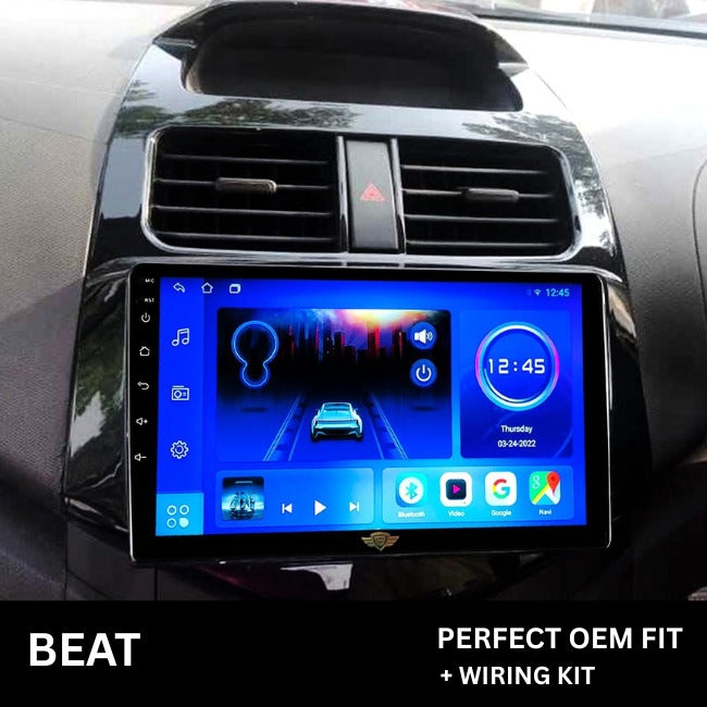 9 inch Car Android Frame Compatible with Cheverolet Beat | Includes Wiring Harness Dashboard Panel | Durable & Scratch-Resistant | Easy Plug & Play Installation