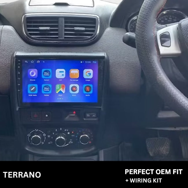 9 inch Car Android Frame Compatible with Nissan Terrano| Includes Plug & Play Wiring Harness | Premium ABS Material | Scratch & Heat Resistant Design