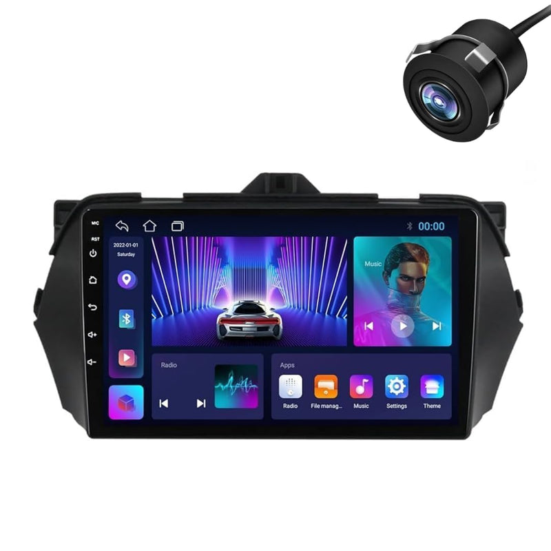 Original QLED 9” Zlink Car Android Stereo | OS 13 | 4GB+32GB | Display Support Car Play & Android Auto | incl. AHD Rear Camera & Frame Compatible with Maruti Ciaz 2016 - 1 Year Warranty
