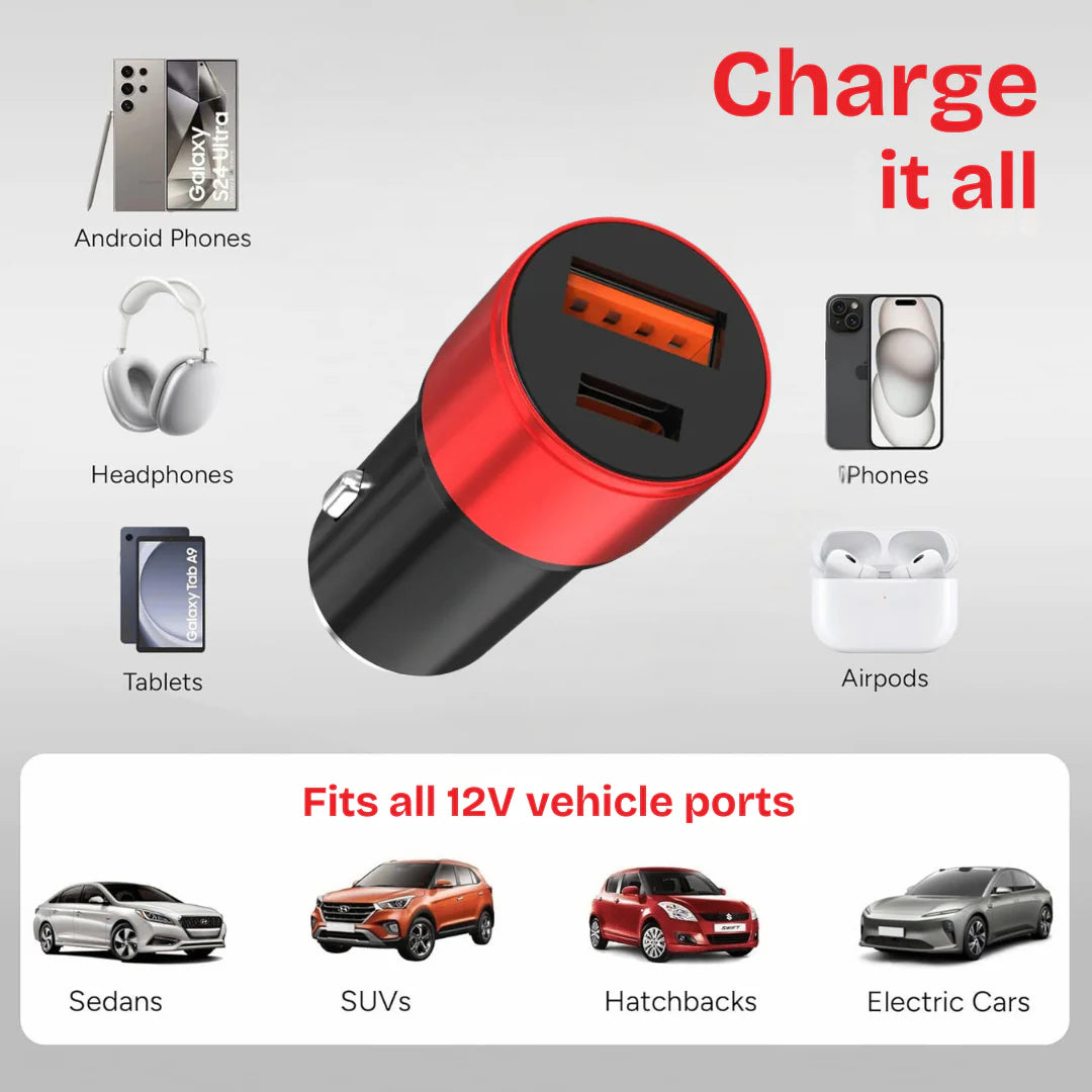 Modorwy® Ultrazap 100W Car Charger | Dual-Port USB-A 80W & USB-C PD 45W | Super Fast Charging 2.0 | Compact Adapter for Android, iPhone, iPad, MacBook & More